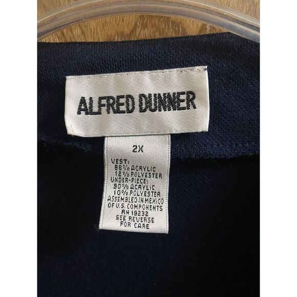 Vintage Women's Alfred Dunner Cardigan Sweater Turquoise Navy Purple 2X Button - Picture 2 of 12